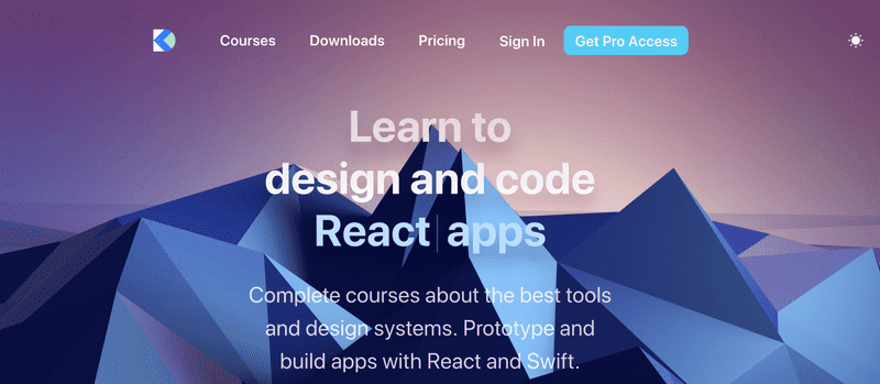 Screenshot of Design+Code homepage