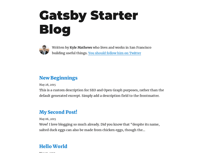 Screenshot of gatsbyjs/gatsby-starter-blog