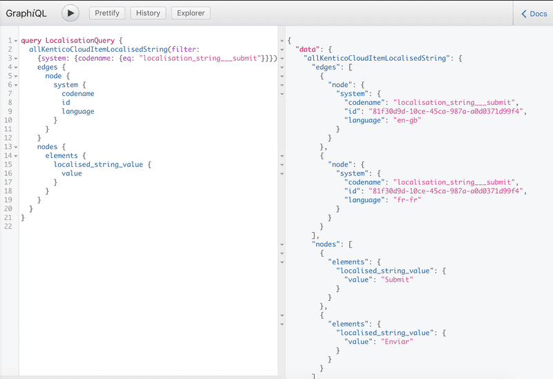 GraphiQL retrieve language nodes localized strings condition code name