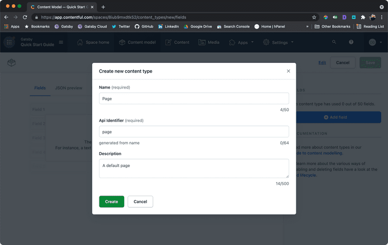 Create Contentful Content Types