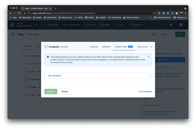 Navigation Field Default Value