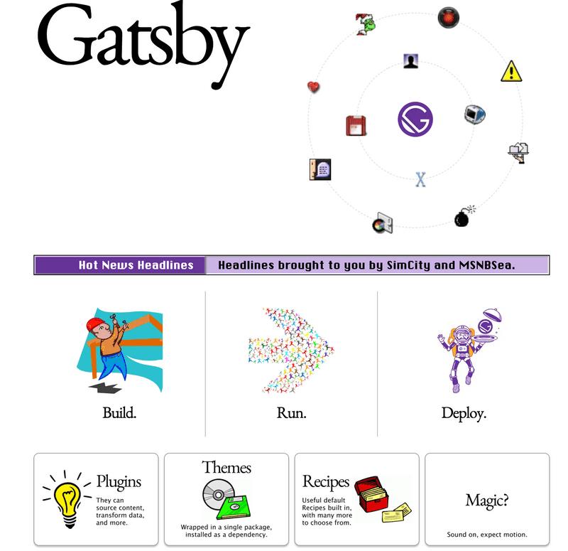 gatsby dialup joke landing page