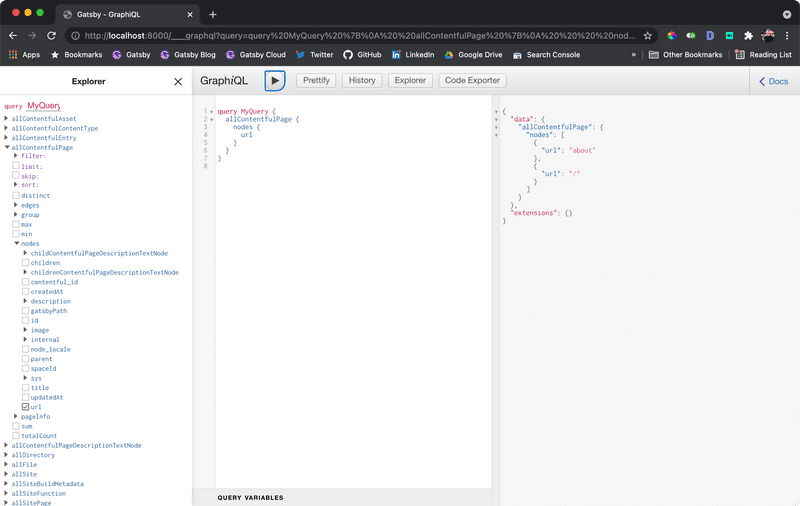 Contentful allContentPage query