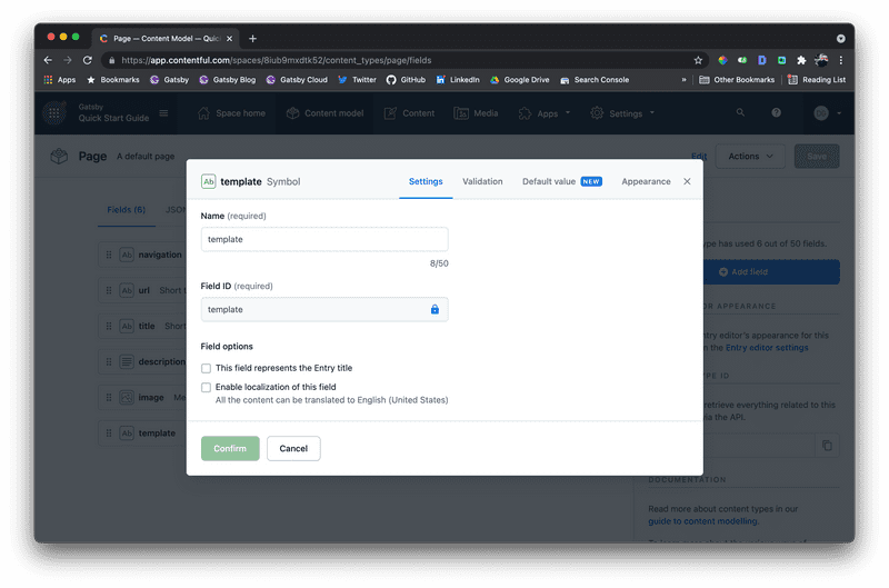 Template Field Settings