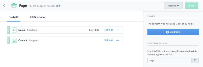 Contentful's well-laid-out post-types