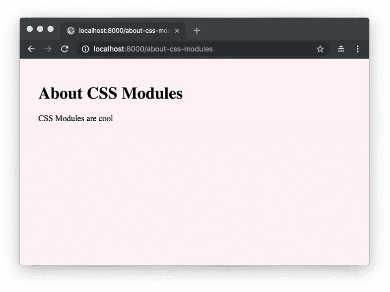 Page with CSS module styles