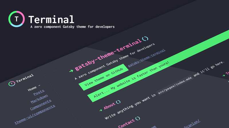 Screenshot of Terminal, a zero-component Gatsby theme