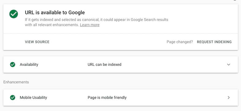 Indexing Results by Google